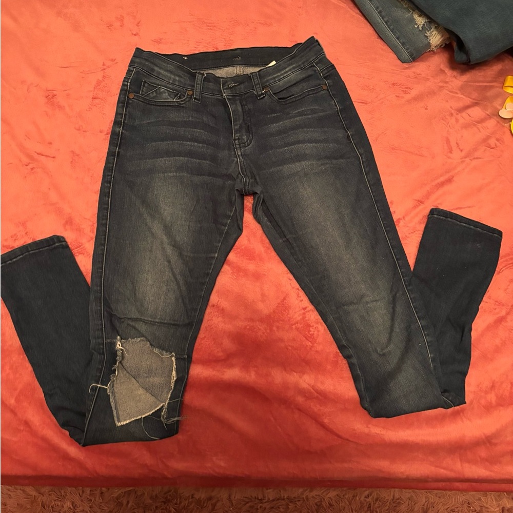 Dark Blue Women's Distressed Skinny Jeans